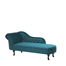 Beliani NIMES - Chaise longue - Green Blue - Left side - Velvet