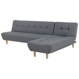 Beliani ALSTEN - Corner sofa bed - Dark gray - Left - 257 cm - Polyester