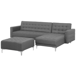Beliani ABERDEEN - Corner sofa bed ottoman - Gray - Left - 267 cm - Polyester