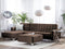 Beliani ABERDEEN - Corner sofa bed - Brown - Right - 267 cm - Polyester