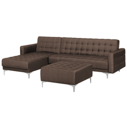 Beliani ABERDEEN - Corner sofa bed - Brown - Right - 267 cm - Polyester
