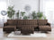 Beliani ABERDEEN - Sofa U-shaped ottoman - Brown - 5 persons - Polyester