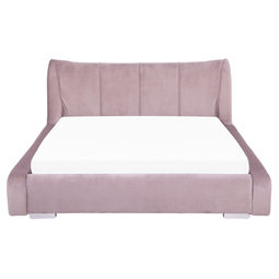Beliani NANTES - Waterbed - Pink - 160 x 200 cm - Velvet