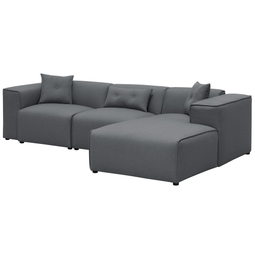 Beliani DOLVA - Corner sofa - Dark gray - Left side - 294 cm - Polyester