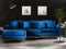 Beliani OSLO - Corner sofa - Blue - Right side - 270 cm - Velvet