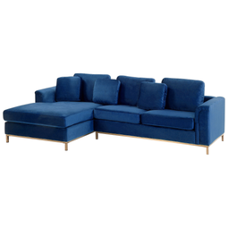 Beliani OSLO - Corner sofa - Blue - Right side - 270 cm - Velvet
