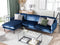 Beliani VINTERBRO - Corner sofa - Blue - Right side - 280 cm - Velvet