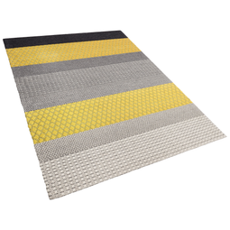 Beliani AKKAYA - Short pile rug - Gray/Yellow - 160 x 230 cm - Wool
