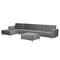 Beliani ABERDEEN - Corner sofa bed ottoman - Gray - Right - 347 cm - Velvet