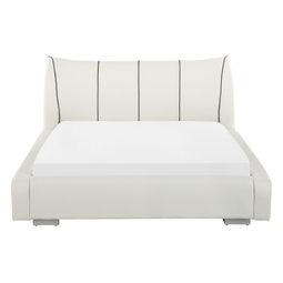 Beliani NANTES - Waterbed LED - White - 140 x 200 cm - Leather