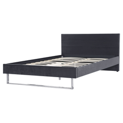 Beliani BELLOU - Double bed - Gray - 160 x 200 cm - Velvet