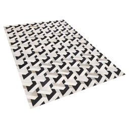 Beliani NARMAN - Patchwork rug - Gray - 140 x 200 cm - Cowhide leather