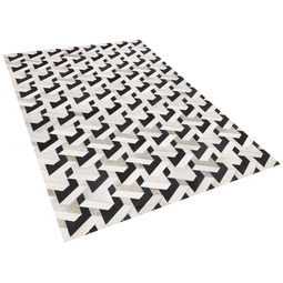 Beliani NARMAN - Patchwork rug - Gray - 160 x 230 cm - Cowhide leather