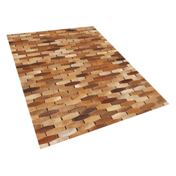 Beliani DIGOR - Patchwork rug - Brown - 140 x 200 cm - Cowhide leather