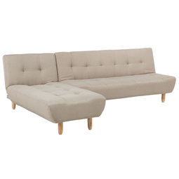 Beliani ALSTEN - Corner sofa bed - Beige - Right side - 257 cm - Polyester