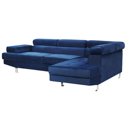 Beliani NORREA - Corner sofa - Blue - Left side - 256 cm - Velvet