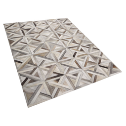 Beliani TAYTAN - Patchwork rug - Brown - 140 x 200 cm - Cowhide leather
