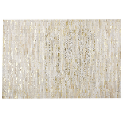 Beliani TOKUL - Patchwork rug - Beige - 140 x 200 cm - Cowhide leather