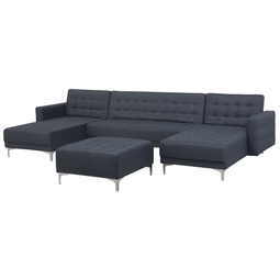 Beliani ABERDEEN - Sofa U-shaped 5 person ottoman - Dark gray - Polyester