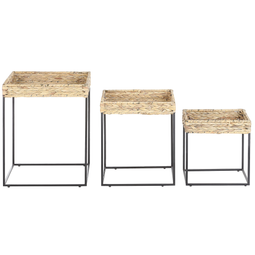 Beliani HAWI - Side table set of 3 - Natural - Water Hyacinth