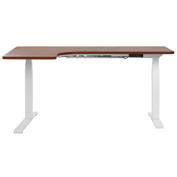Beliani DESTIN - Adjustable desk - Dark/White - Left - 160 cm - MDF