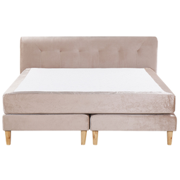 Beliani MARQUISE - Double box spring - Beige - 180 x 200 cm - Velvet