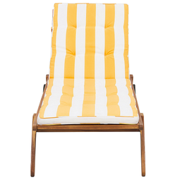 Beliani CESANA - Deck chair - Light wood color - Yellow/white - Acacia wood