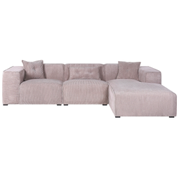 Beliani DOLVA - Corner sofa 3-seater - Gray - Left side - 294 cm - Corduroy