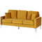 Beliani GAVLE - Three-seater sofa - Yellow - Velvet