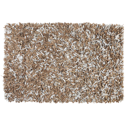 Beliani MUT - Shaggy rug - Light beige/Brown - 160 x 230 cm - Leather