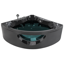 Beliani TOCOA II - Corner bath whirlpool - Black - 146 x 207 cm - Acrylic