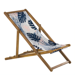 Beliani ANZIO - Beach chair set of 2 - Lightwood/Blue/Palm - Polyester
