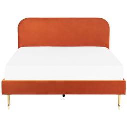 Beliani FLAYAT - Double bed - Orange - 180 x 200 cm - Velvet