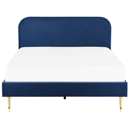 Beliani FLAYAT - Double bed - Blue - 160 x 200 cm - Velvet