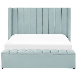 Beliani NOYERS - Bed with storage space - Mint green - 160 x 200 cm - Velvet