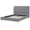 Beliani MARVILLE - Double bed - Gray - 140 x 200 cm - Velvet