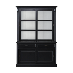 Sideboard Provence - 150x50x220 - Black/white - Pine/glass