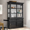 Sideboard Provence - 150x50x220 - Black/white - Pine/glass