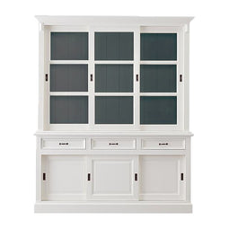 Sideboard Provence - 180x50x220 - White/dark gray - Pine/glass