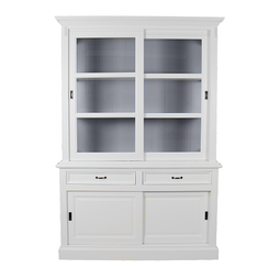 Sideboard Provence - 150x50x220 - White/grey - Pine/glass