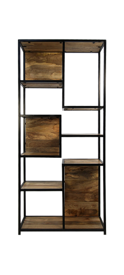 Open shelving unit Levels - 78x35x178 - Natural/black - Mango wood/metal