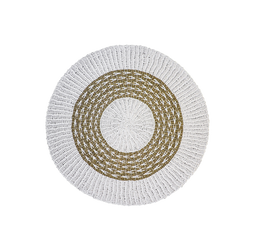 Rug - ø120 cm - White/natural - Raffia/seagrass