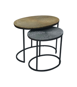 Coffee table Fletcher Oval - ø55/ø40 - Aluminum/Iron - Silver/Gold/Gray