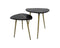 Coffee table Marseille - 60x52x46/50x40x41 - Black marble/gold - set of 2