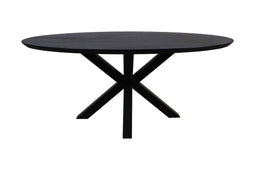 Oval dining table Zurich - 200x100x76 - Black - Acacia wood/metal