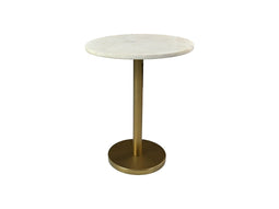 Round side table - ø40x55 - White/gold - Marble/iron