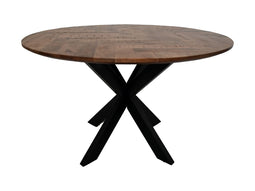 Dining table Mozaik Verona round - 100x100x77 - Natural/black - Mango wood/metal