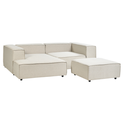 Beliani APRICA - Two-seater sofa with ottoman - Beige - Right side - Linen