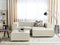 Beliani APRICA - Two-seater sofa with ottoman - Beige - Left side - Linen
