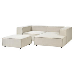Beliani APRICA - Two-seater sofa with ottoman - Beige - Left side - Linen